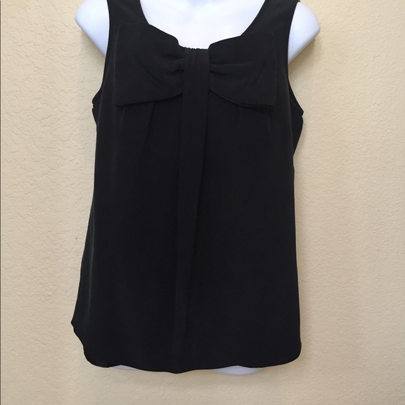 Kate Spade muted black crepe front bow blouse XS - Picture 2 of 6
